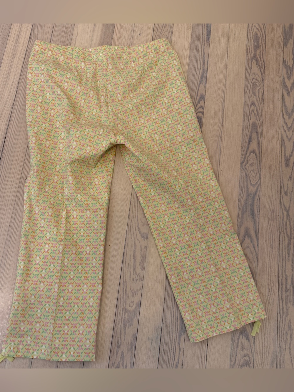 SIGRID OLSEN Women’s Y2K Yellow Multicolor Geometric Print Crop Pants Size 12 - Picture 2 of 4